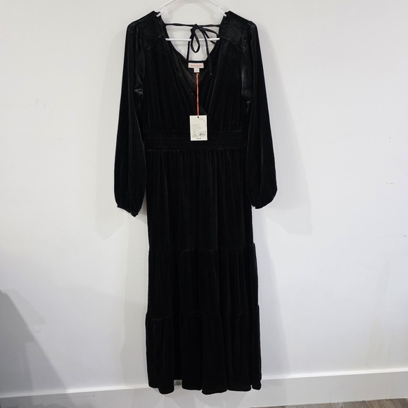 Knox Rose Dresses & Skirts - Knox Rose Womens Maxi Dress Size Medium Velvet Black Tiered Whimsigoth